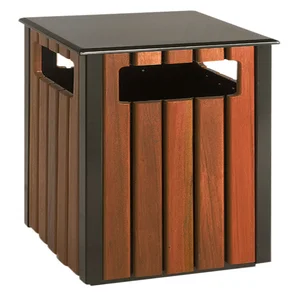 Afvalbak Vepa Bins voor buiten 36 liter zwart/hout