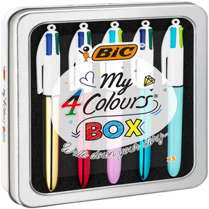 Balpen Bic 4kleuren My Bic medium assorti blik à 5