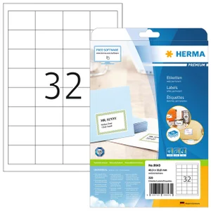Etiket HERMA 8643 48.3x33.8mm premium wit 320 stuk