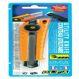 Snijmes Olfa L1 18mm met metalen houder geel blist