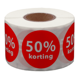 DULA Etiketten rond 50% korting 35mm - 500 stickers op rol - kortingsstickers