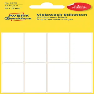 Etiket Avery 3079 50x19mm wit 48 stuks