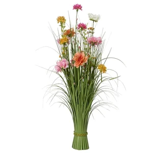 Kunstgras Everlands met bloemen roze 70cm polyeste