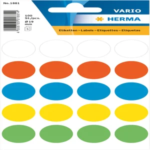 Etiket HERMA 1881 rond 19mm assorti 100 stuks