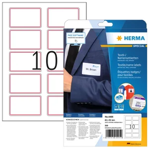 Naambadge etiket HERMA 4405 80x50mm wit/rood 200 s