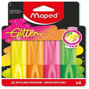 Markeerstift Maped Glitter set à 4 fluoriserende k