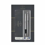 Balpen en vulpen Parker Jotter stainless steel CT medium 2 stuks