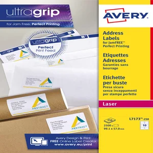 Etiket Avery L7173-250 99.1x57mm wit 2500 stuks