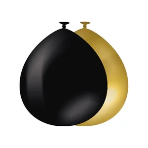 Ballonnen goud en zwart 10 stuks
