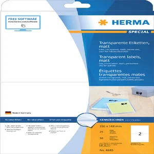 Etiket HERMA 4683 210x148mm transparant mat 50 stu