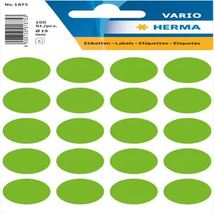 Etiket HERMA 1875 rond 19mm groen 100 stuks