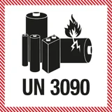 DULA Waarschuwingsetiket UN 3090 Lithium Batterijen - 1000 per rol