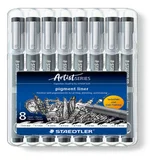 Fineliner Staedtler Pigment 308 zwart 8 stuks