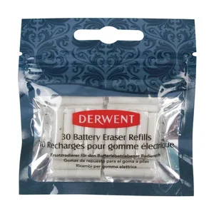 Navulling Derwent gum op batterijen 30 stuks wit