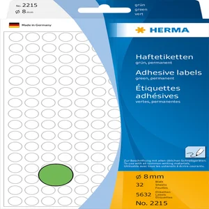 Etiket HERMA 2215 rond 8mm groen 5632 stuks