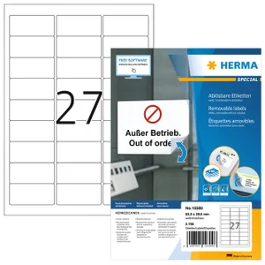 Etiket HERMA 10300 63.5x29.6mm verwijderbaar wit 2