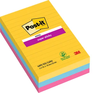 Memoblok Post-it 4690 Super Sticky 101x152mm lijn