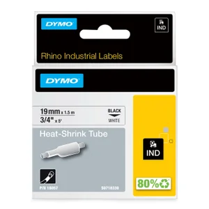 Labeltape Dymo Rhino industrieel krimpkous 19mm zw