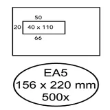 Envelop Hermes EA5 156x220mm venster 4X11links 500 stuks