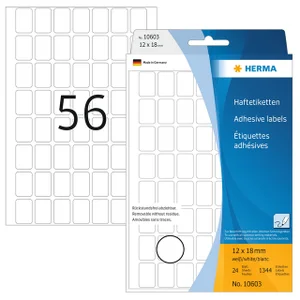 Etiket HERMA 10603 12x18mm verwijderbaar wit 1344