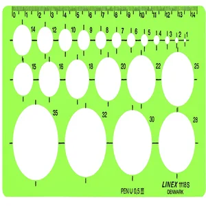 Cirkelsjabloon Linex 22 cirkels met inktvoetjes 1-