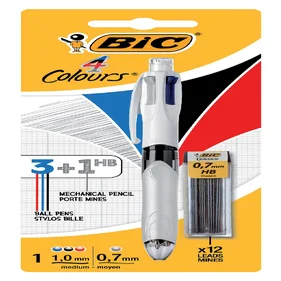 Balpen Bic 3kleuren met vulpotlood HB 0.7mm medium