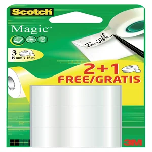 Plakband Scotch Magic 19mmx15m 2+1 gratis onzichtb