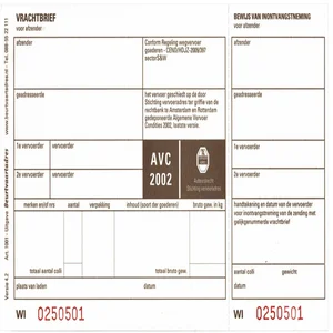 Vrachtbrief IEZZY BVA 1001 19x12cm 3voud 100stuks