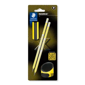 Potlood Staedtler Norix HB zwart-geel blister à 2