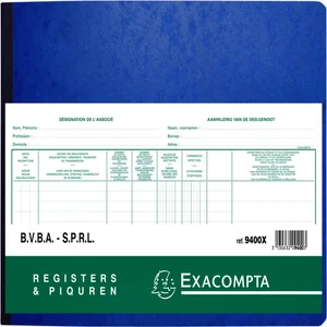 Register Piqure aandeelhouder BVBA/ SPRL 320x240mm