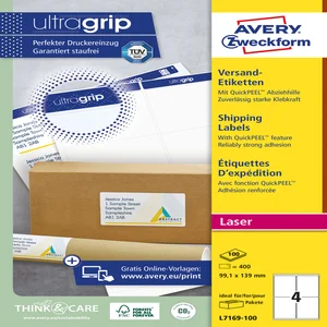 Etiket Avery L7169-100 99.1x139mm 400 stuks