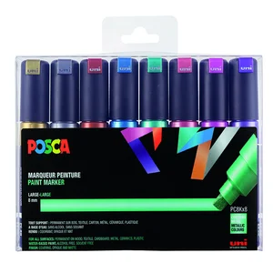 Paintmarker Uni POSCA PC8K breed schuin metallic a