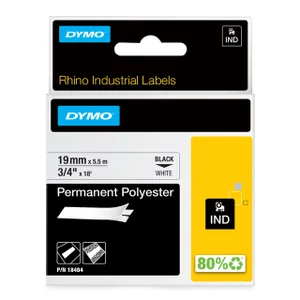 Labeltape Dymo Rhino industrieel polyester 19mm zw