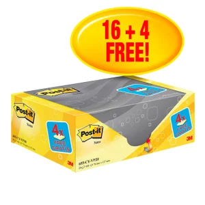 Memoblok 3M Post-it 655 76x127mm geel 16 + 4 grati