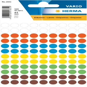 Etiket HERMA 1831 rond 8mm assorti 540 stuks