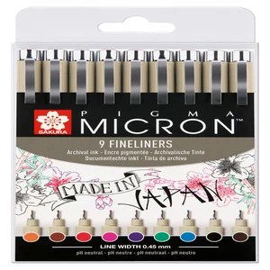 Fineliner Sakura Pigma Micron 05 0.45mm set à 9 kl