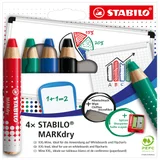 Whiteboardpotlood STABILO MARKdry 648/4 + slijper-microvezel ass 4st