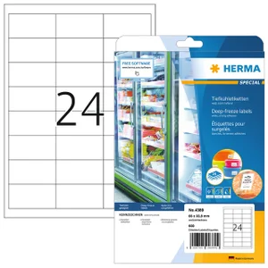 Etiket HERMA 4389 66x33.8mm diepvries wit 600 stuk