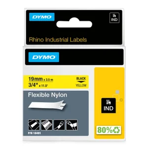 Labeltape Dymo Rhino industrieel nylon 19mm zwart
