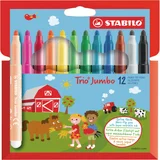 Viltstift STABILO Trio Jumbo 380/12 extra large assorti 12 stuks
