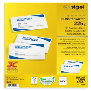 Visitekaart Sigel 85x55mm blanco 225gr ronde hoeke