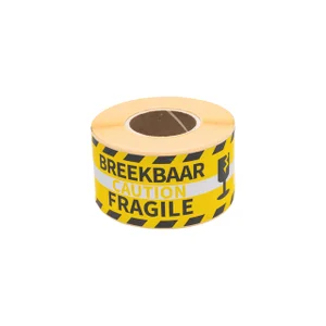 Waarschuwingsetiket Rillprint 46x125mm fragile gee