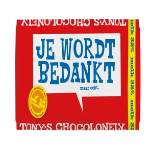 Chocolade Tony's Chocolonely melk bedankt reep 180