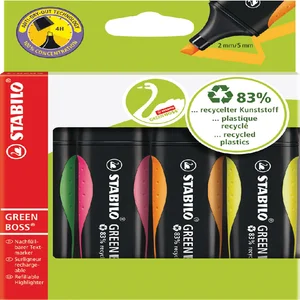 Markeerstift STABILO GREEN BOSS 6070/4 assorti etu