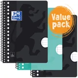 Collegeblok Oxford School A5+ lijn 17-gaats 160 pagina's 80gr voordeelpak assorti 3 stuks