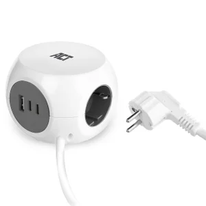 Stekkerblok ACT 3 voudig inclusief 2x USB C/A 1.5