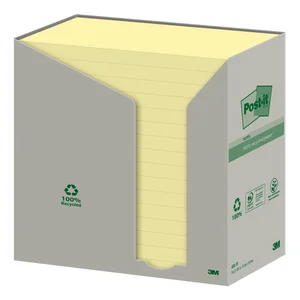 Memoblok Post-it 655 76x127mm recycled geel 16x100