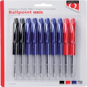 Balpen Quantore drukknop assorti 10 stuks
