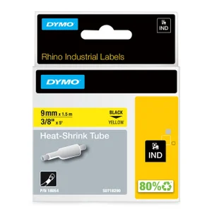 Labeltape Dymo Rhino industrieel krimpkous 9mm zwa