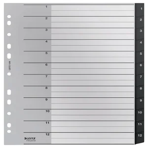 Tabblad Leitz Recycle A4 11-gaats 1-12 extra breed
